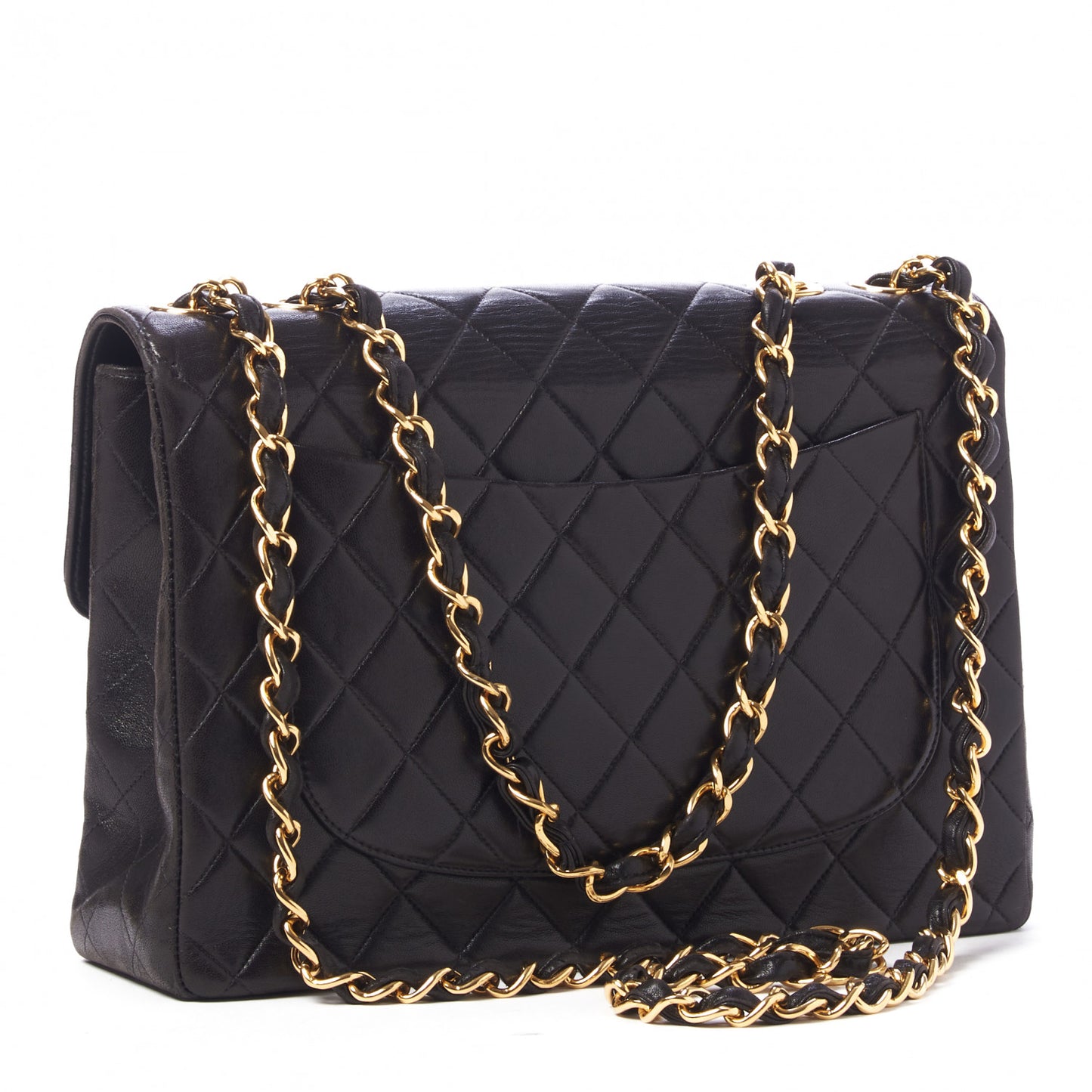 Lambskin Quilted Jumbo Single Flap Black