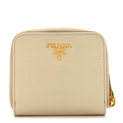 Prada Vitello Daino Compact Zip Around Wallet Cera 1 of 12