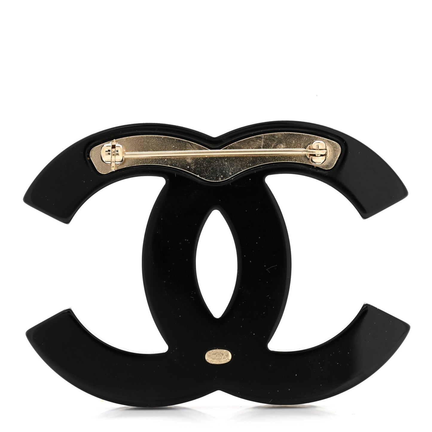 Resin Metal CC Brooch Blue Black