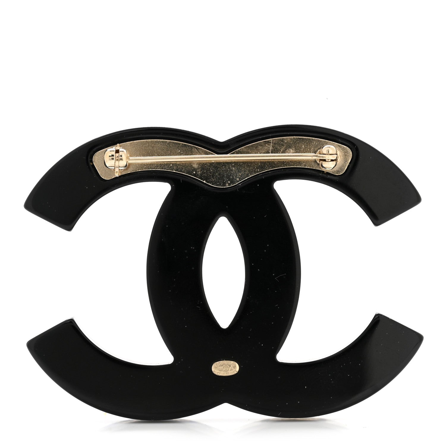 Chanel Resin Metal CC Brooch Blue Black 3 of 5