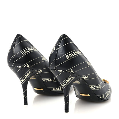 Balenciaga X Gucci Calfskin Logo Print Knife 80mm Pumps 37.5 Black 5 of 10