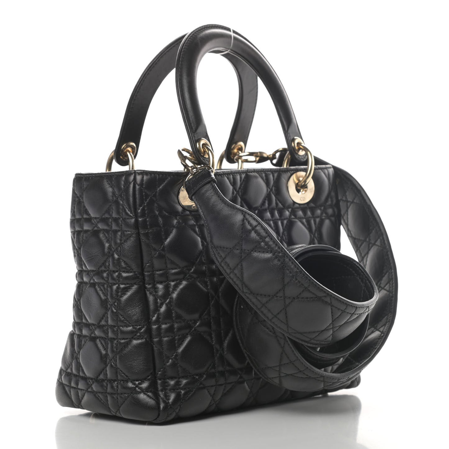 Lambskin Cannage Medium Supple Lady Dior Black