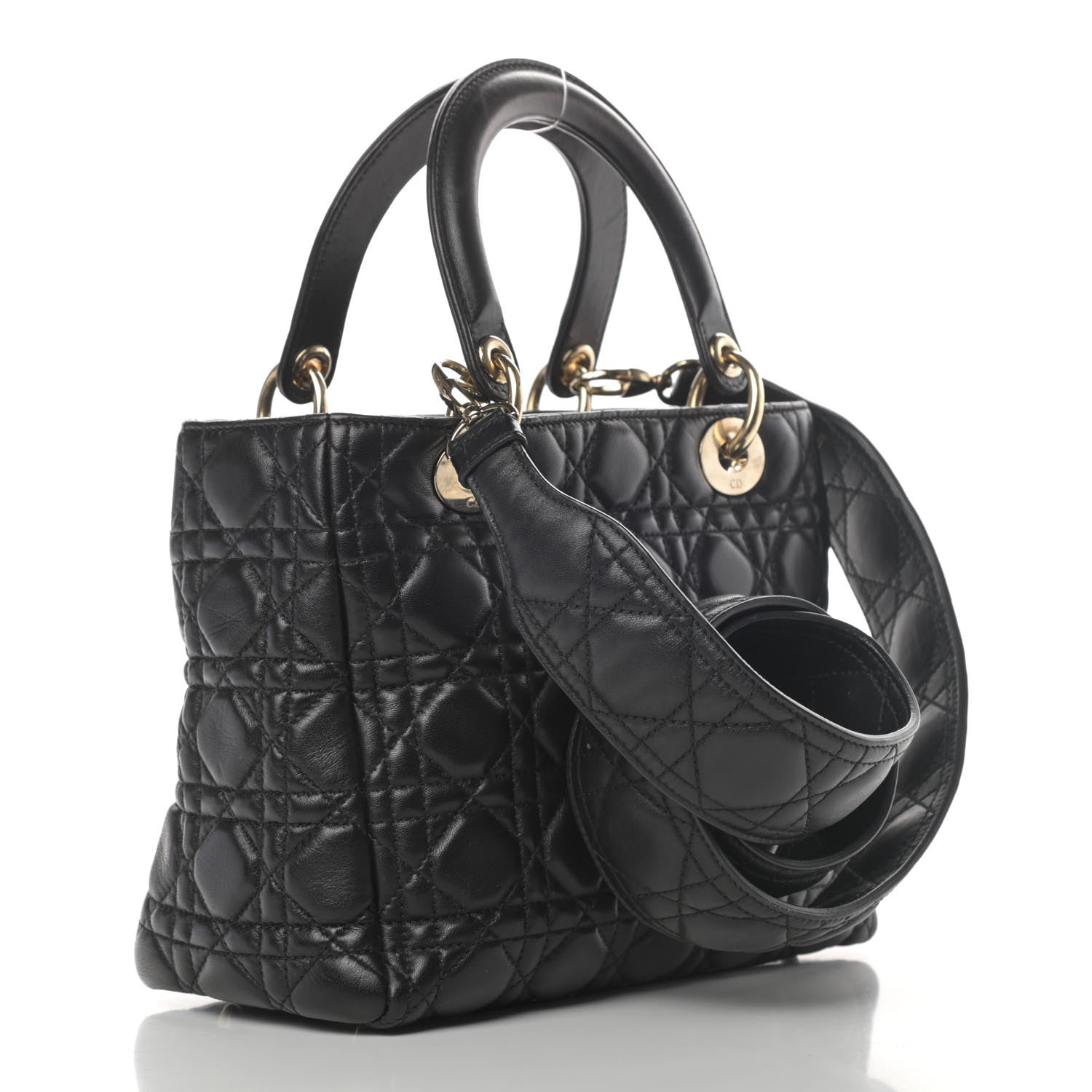 Christian Dior Lambskin Cannage Medium Supple Lady Dior Black 2 of 5