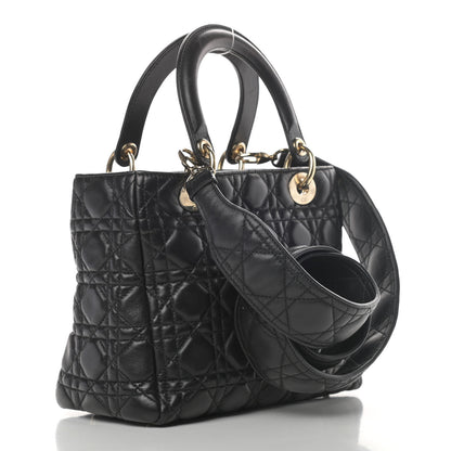 Christian Dior Lambskin Cannage Medium Supple Lady Dior Black 2 of 5