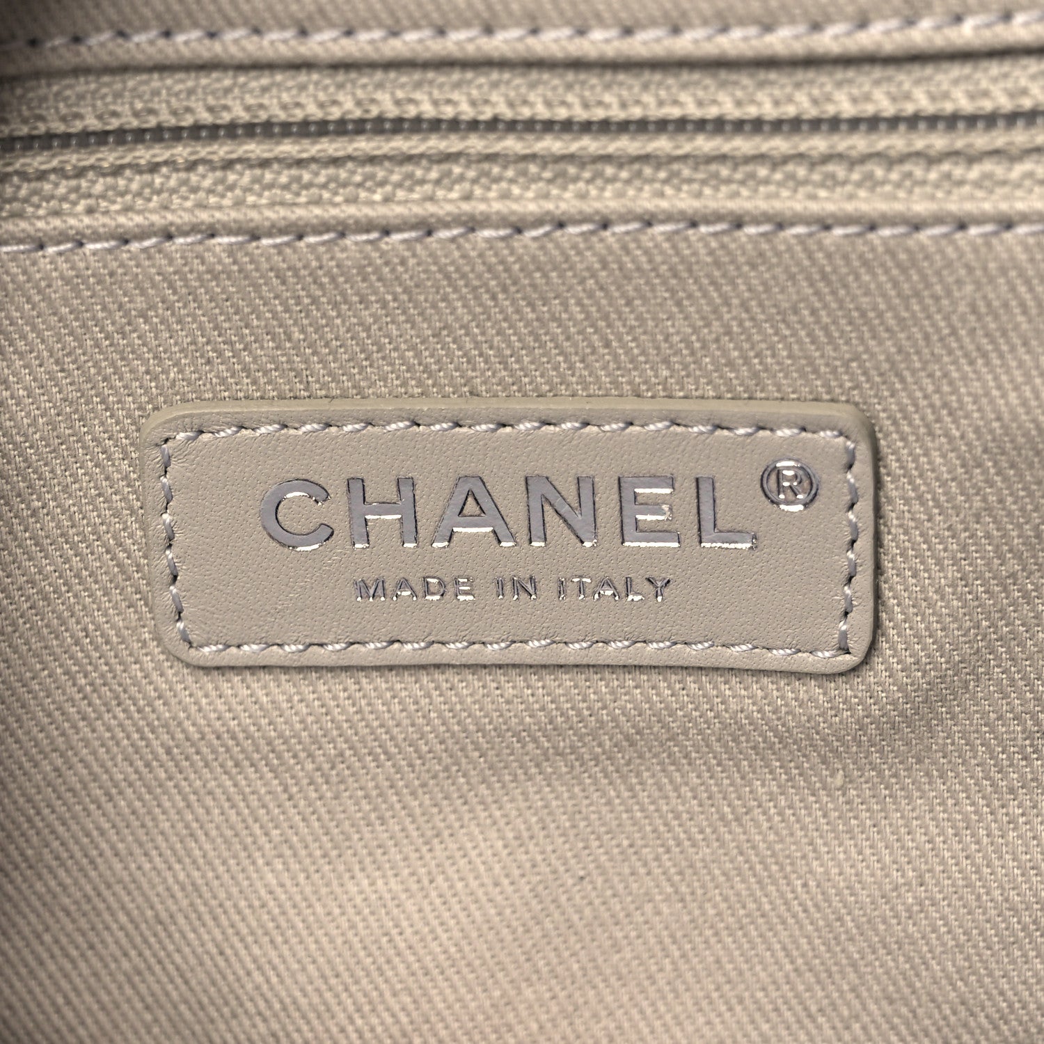 Chanel Striped Canvas Deauville Drawstring Bag Grey Black 6 of 8