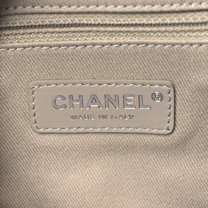 Chanel Striped Canvas Deauville Drawstring Bag Grey Black 6 of 8