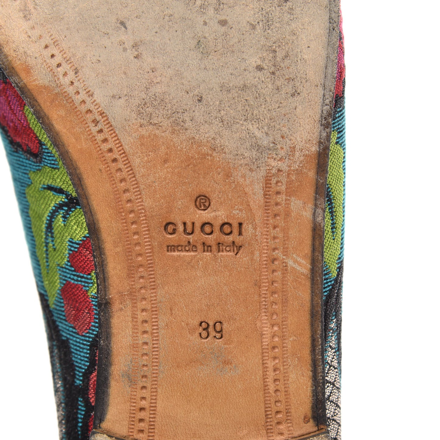 Floral Jacquard Horsebit Womens Jordaan Loafers 39 Turquoise