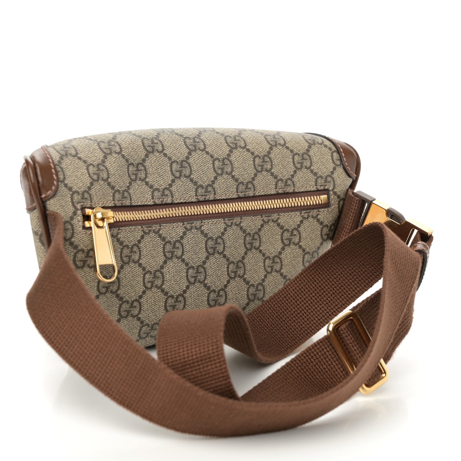 Gucci GG Supreme Monogram Textured Calfskin Retro Interlocking G Belt Bag Beige Ebony Brown Sugar 3 of 9