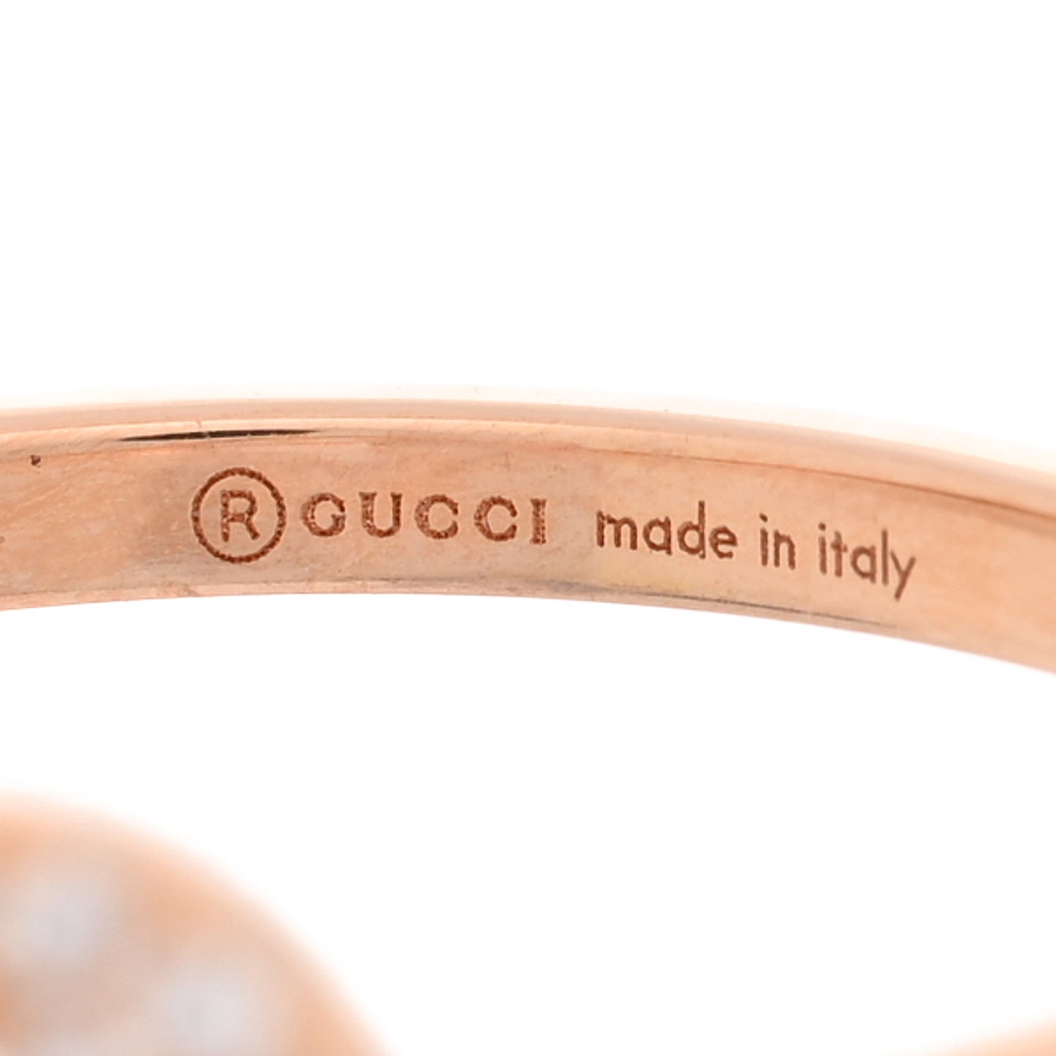 Gucci 18K Rose Gold Diamond Interlocking G Ring 52 6 4 of 4