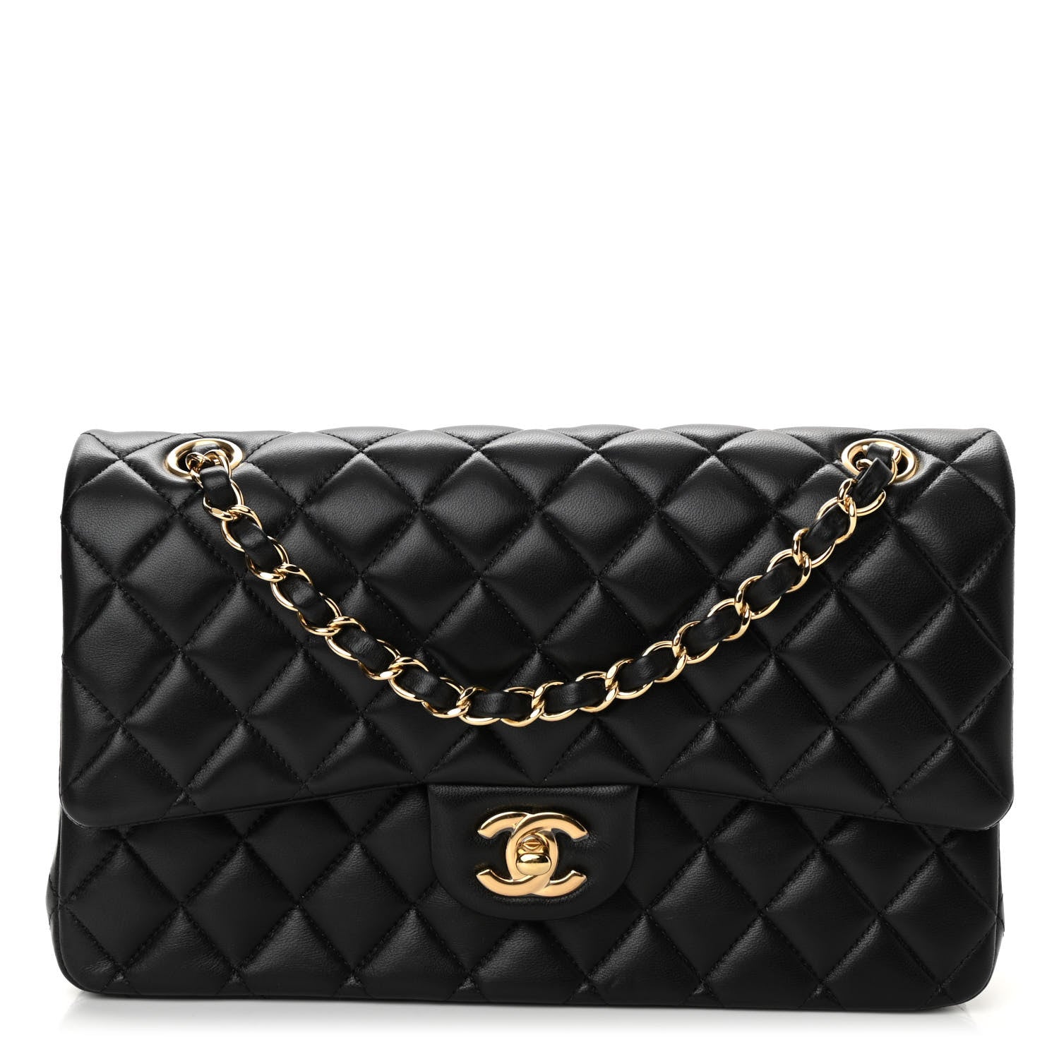 Chanel Lambskin Quilted Medium Double Flap Black 1 of 9