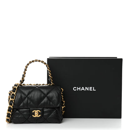 Chanel Lambskin Quilted Small Chain Top Handle Flap Black 13 of 13