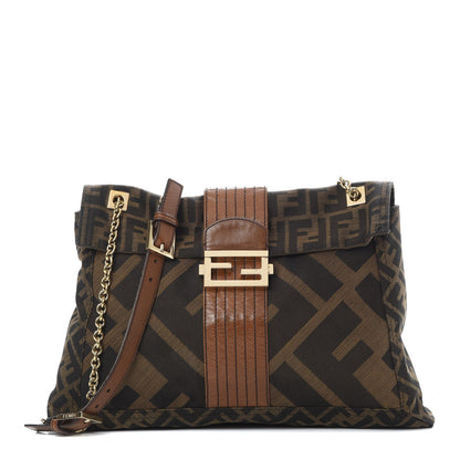 Fendi Zucca Vitello Acqua Maxi Baguette Shoulder Bag Tobacco 1 of 13