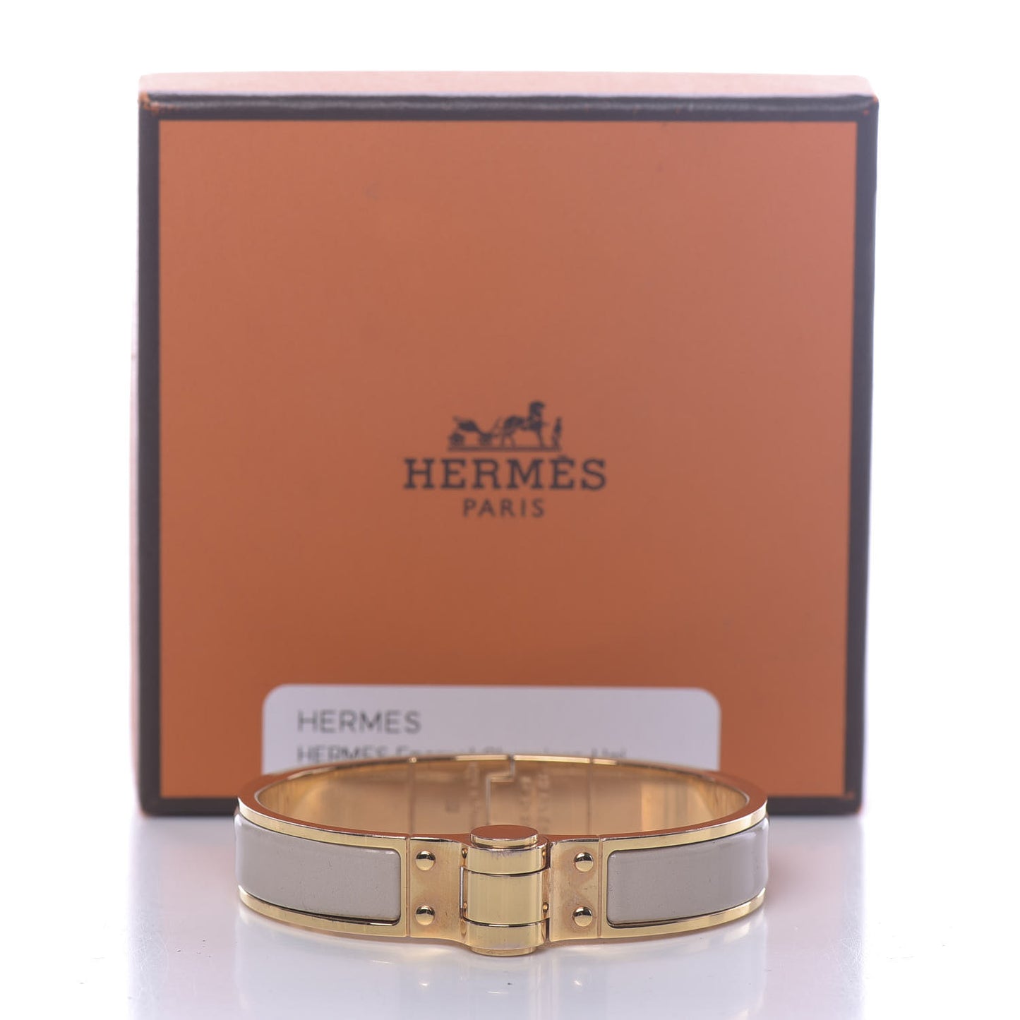 Enamel Charniere Uni Narrow Hinged Bracelet S Marron Glace