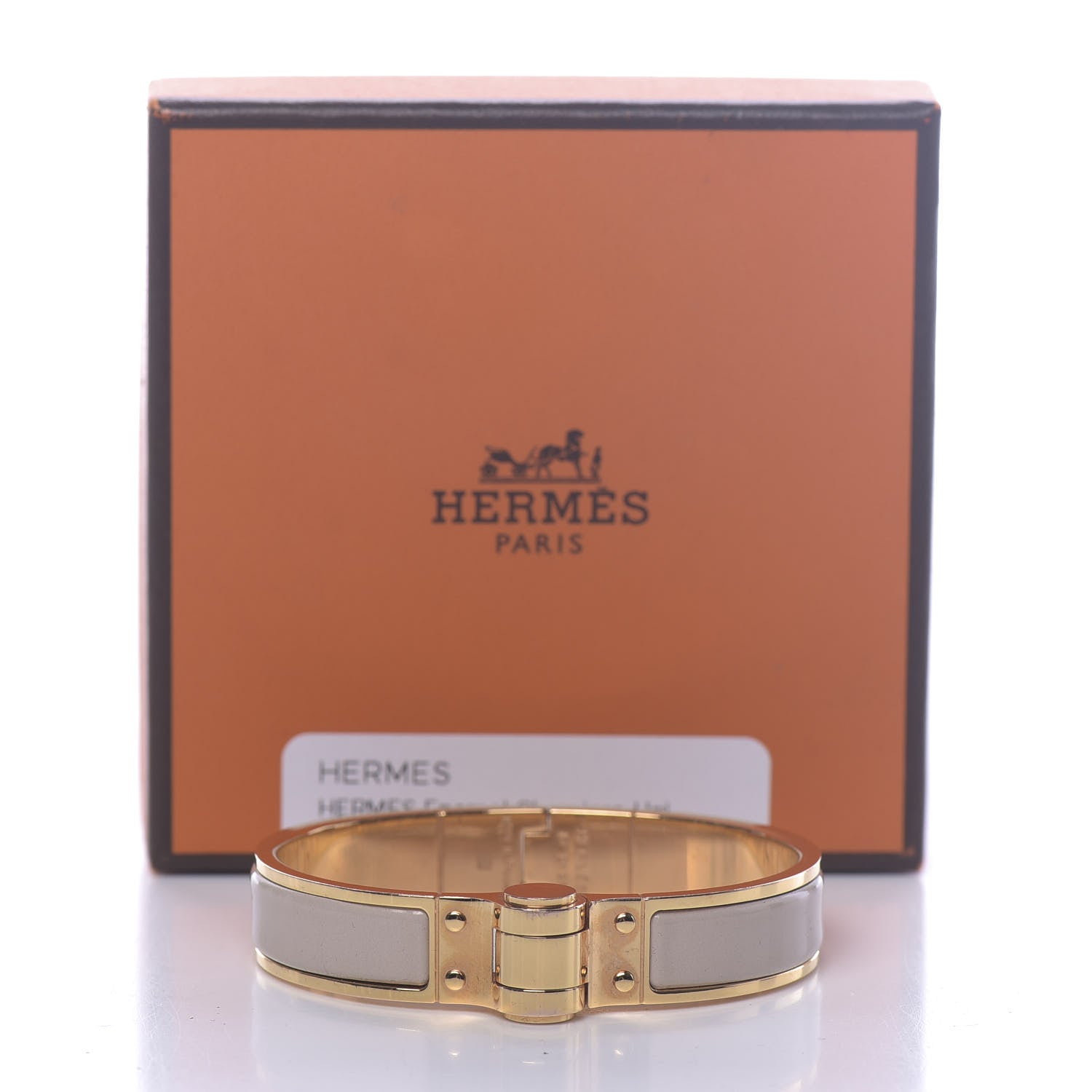 Hermes Enamel Charniere Uni Narrow Hinged Bracelet S Marron Glace 5 of 5