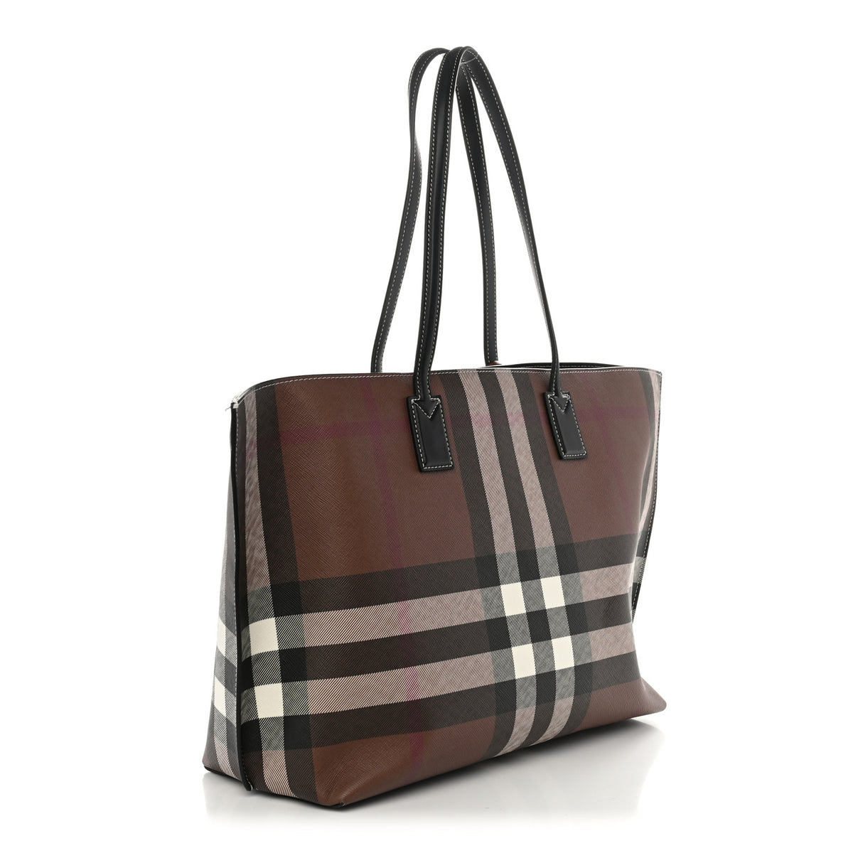E-Canvas Check Medium Soft TB Tote Dark Birch Brown