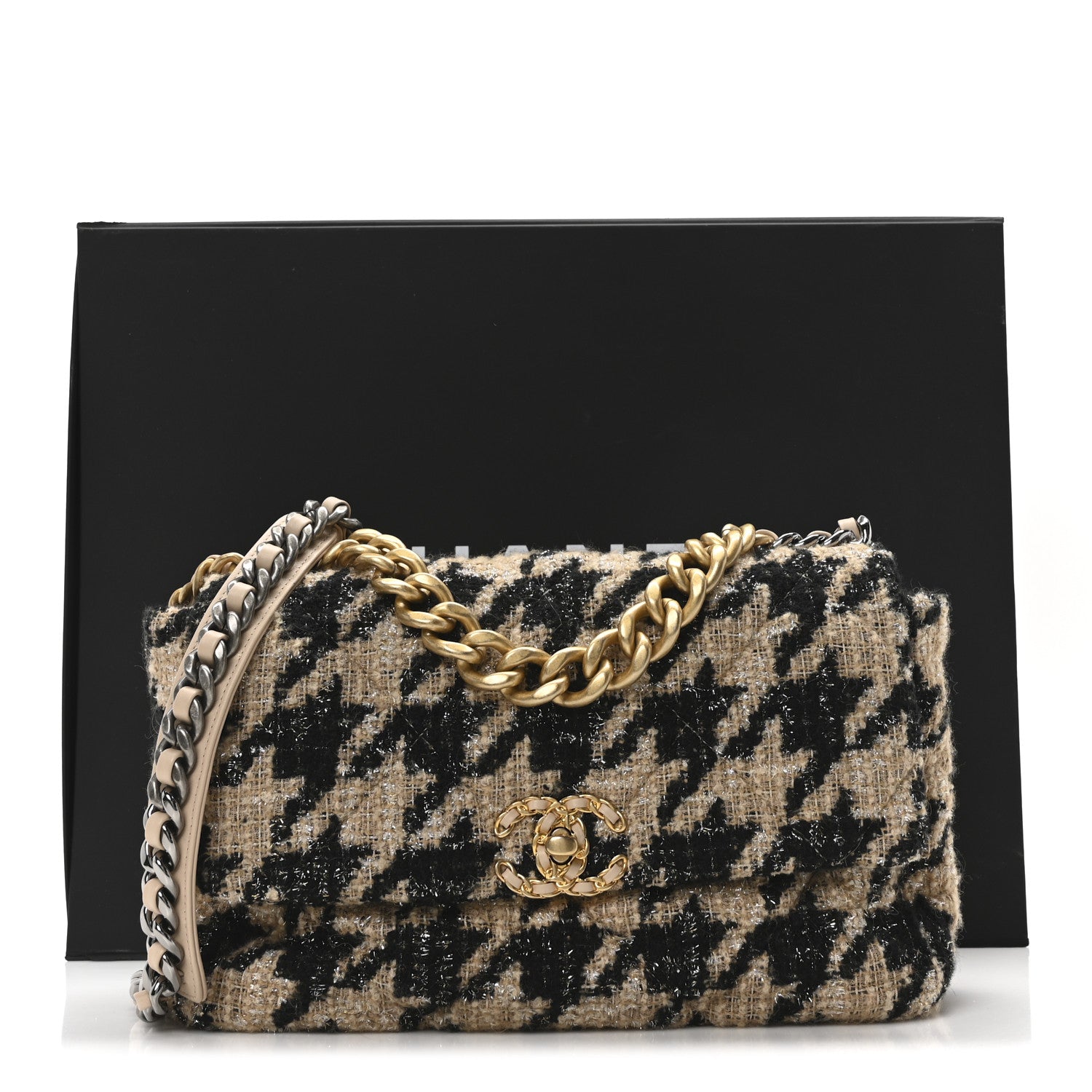 Chanel Tweed Large Chanel 19 Flap Beige Black 11 of 11