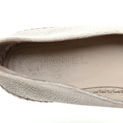 Chanel Crackled Calfskin Espadrilles 40 Light Beige Black 7 of 9