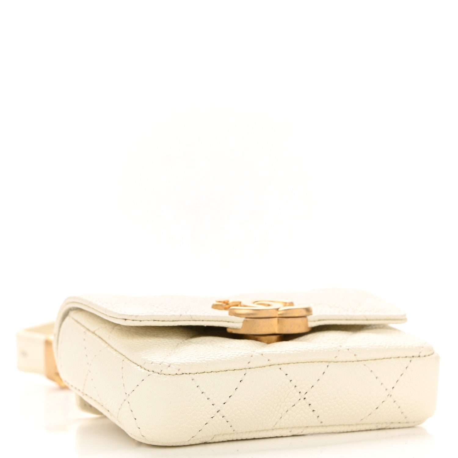 Chanel Shiny Caviar Quilted Chain Melody Belt Bag White 4 of 15