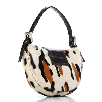 Fendi Calf Hair Leopard Print Croissant White Brown 2 of 6