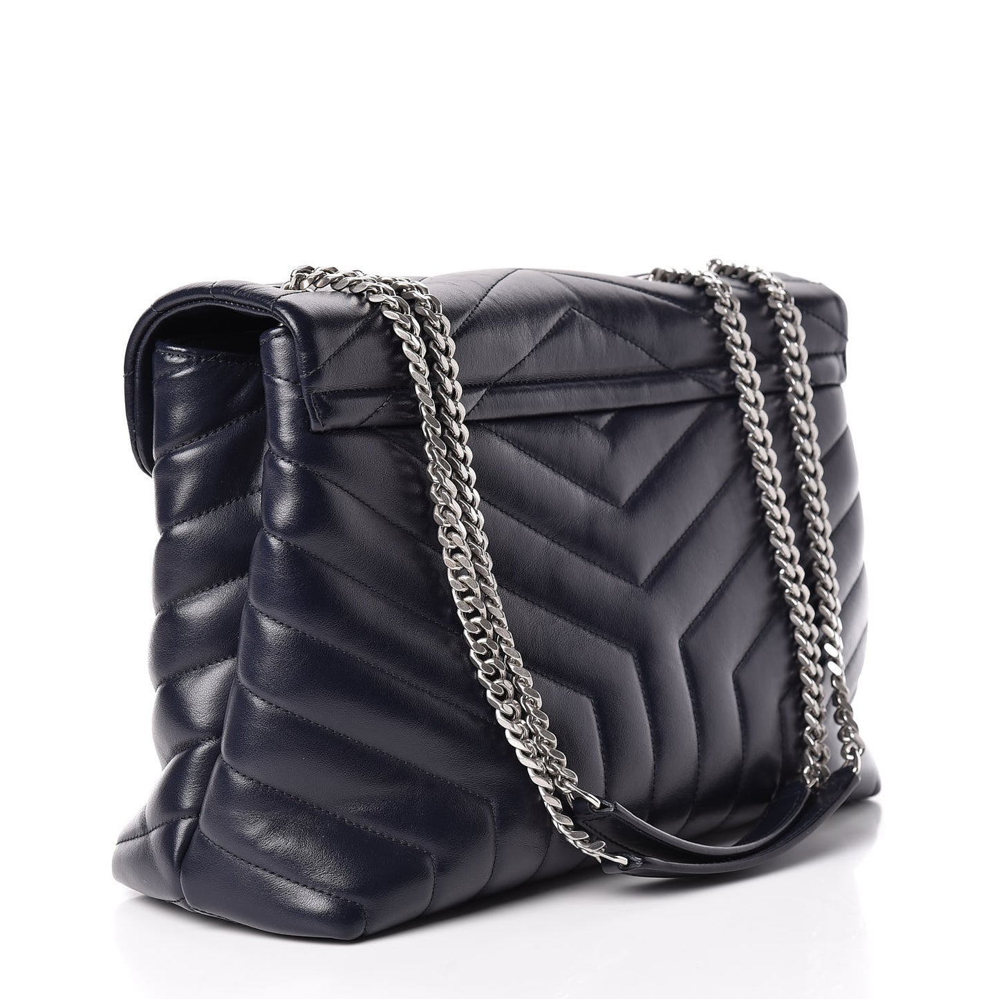 Calfskin Y Quilted Monogram Medium Loulou Chain Satchel Medium Blue
