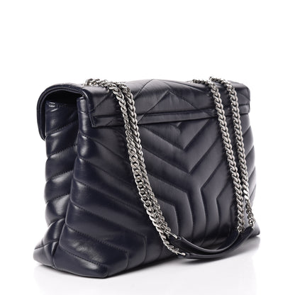 Saint Laurent Calfskin Y Quilted Monogram Medium Loulou Chain Satchel Medium Blue 3 of 13