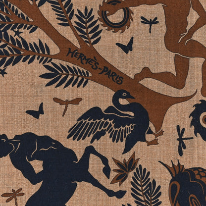 Hermes Silk Sous Le Charme d'Orphee Double Face Scarf 140 Caramel Caban Noisette 2 of 3