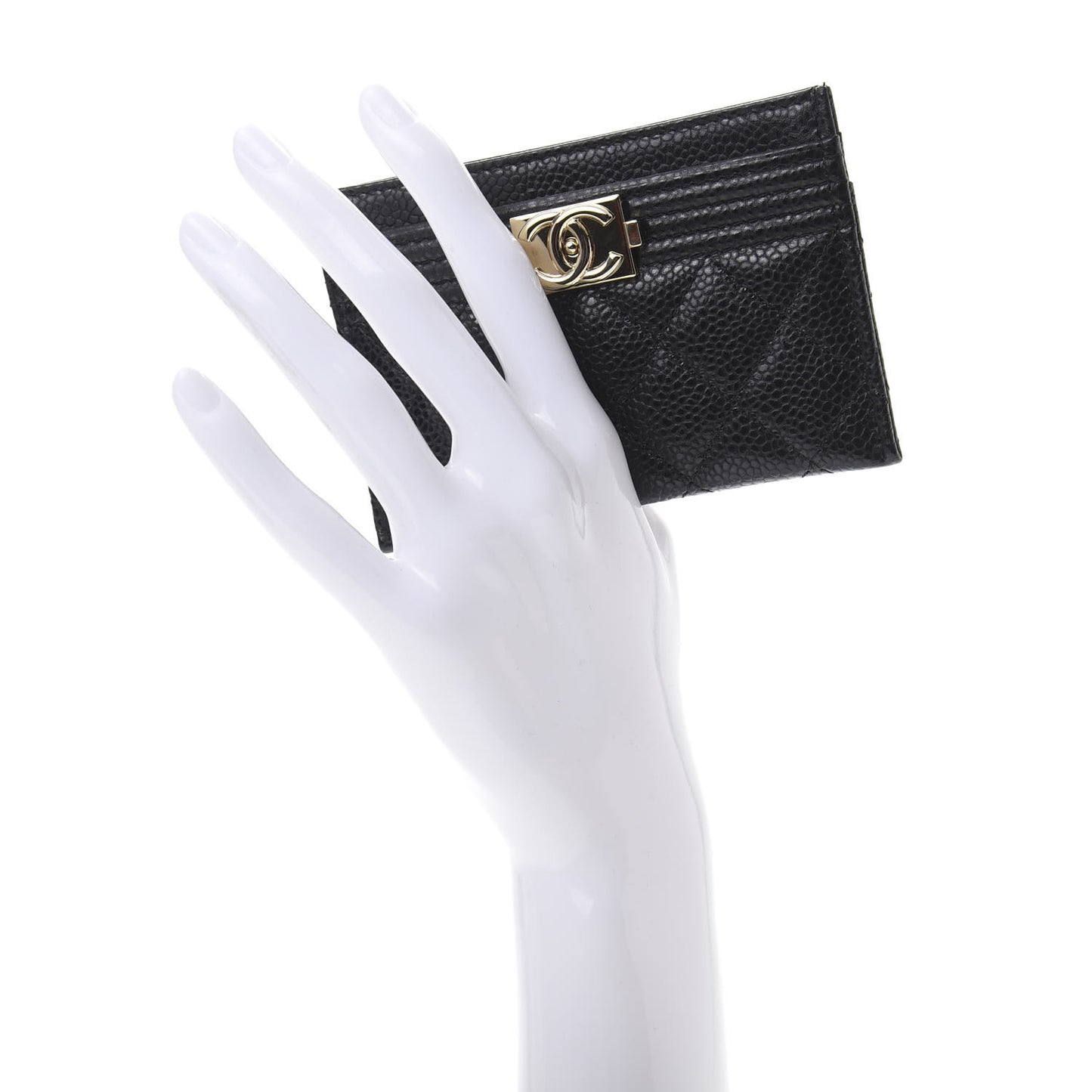 Caviar Quilted Boy Card Holder Black