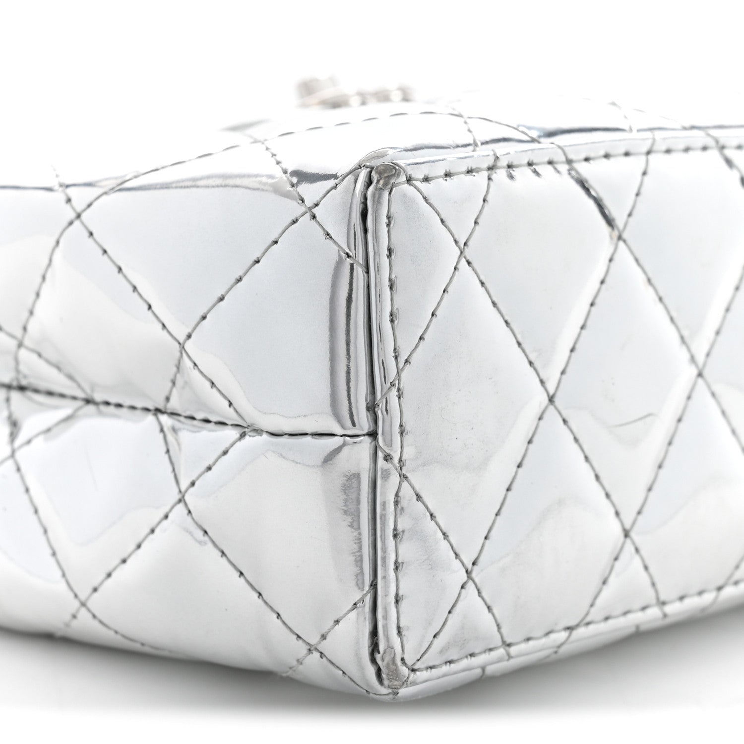 Chanel Mirror Calfskin Metallic Calfskin Quilted Nano Kelly Shopper Silvery 9 of 10