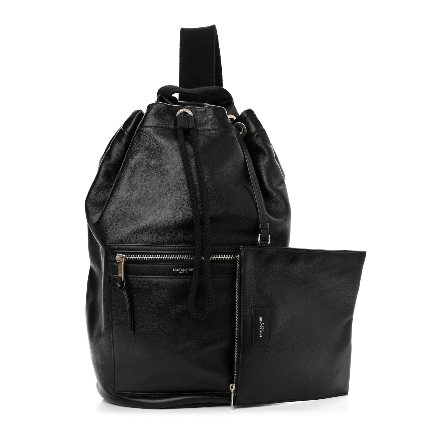 Smooth Calfskin City Sailor Drawstring Backpack Black