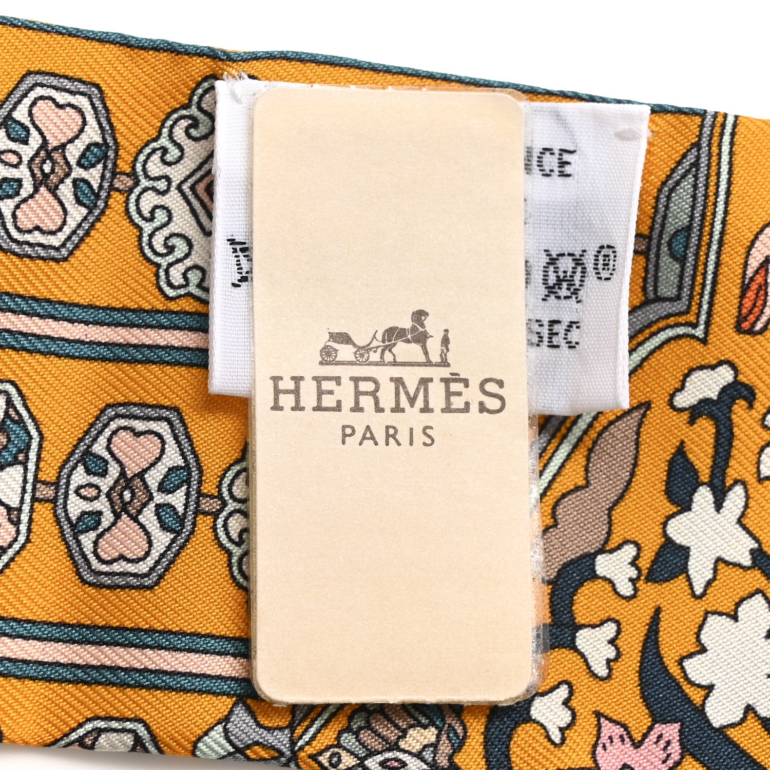 Hermes Silk Tapis Persans Twilly Jaune Aqua Rose Poudre 3 of 4
