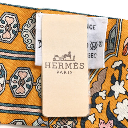 Hermes Silk Tapis Persans Twilly Jaune Aqua Rose Poudre 3 of 4