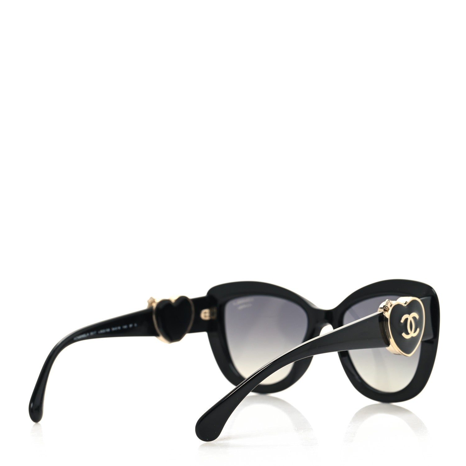 Chanel Acetate Enamel Heart Butterfly Sunglasses 5417 Black 4 of 10