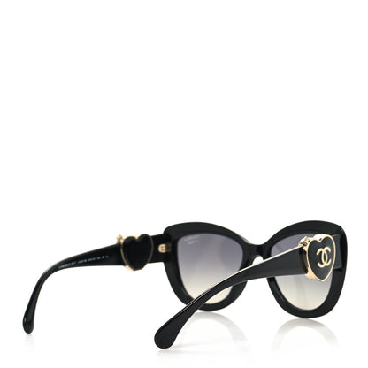 Chanel Acetate Enamel Heart Butterfly Sunglasses 5417 Black 4 of 10