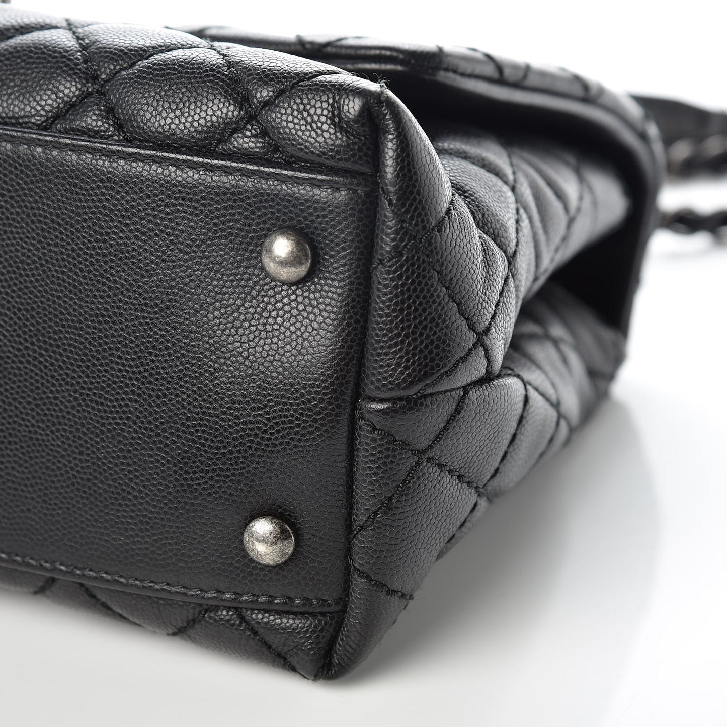 Caviar Quilted Small Coco Handle Flap Black