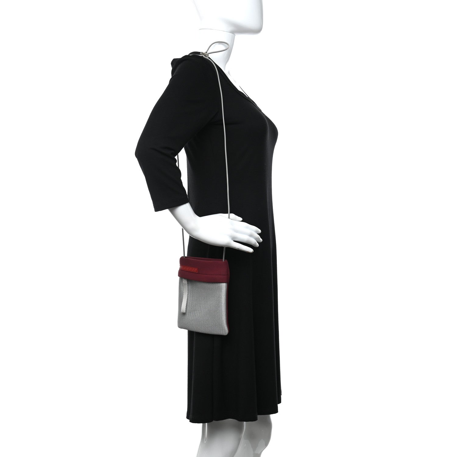 Prada Neoprene Mesh Pouch Burgundy Silver 2 of 9