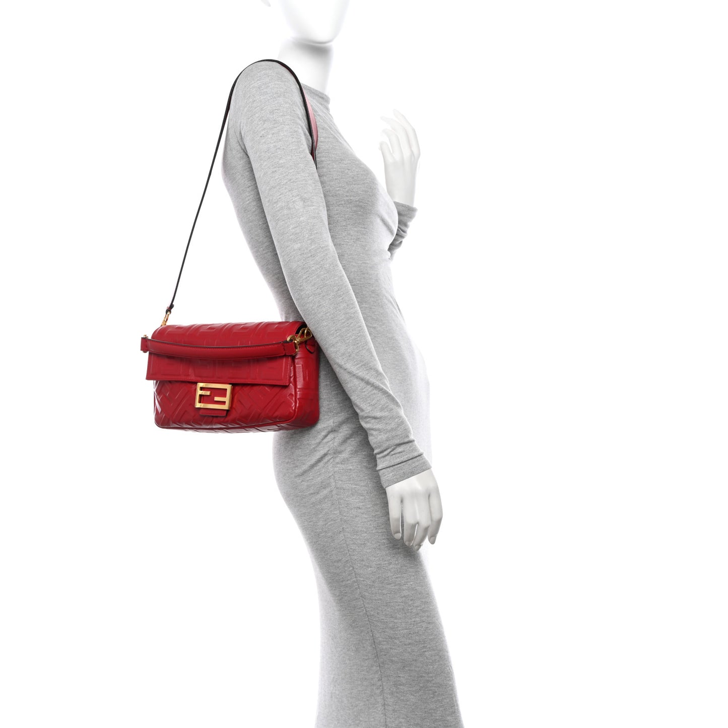 Nappa FF 1974 Embossed Baguette Fragola