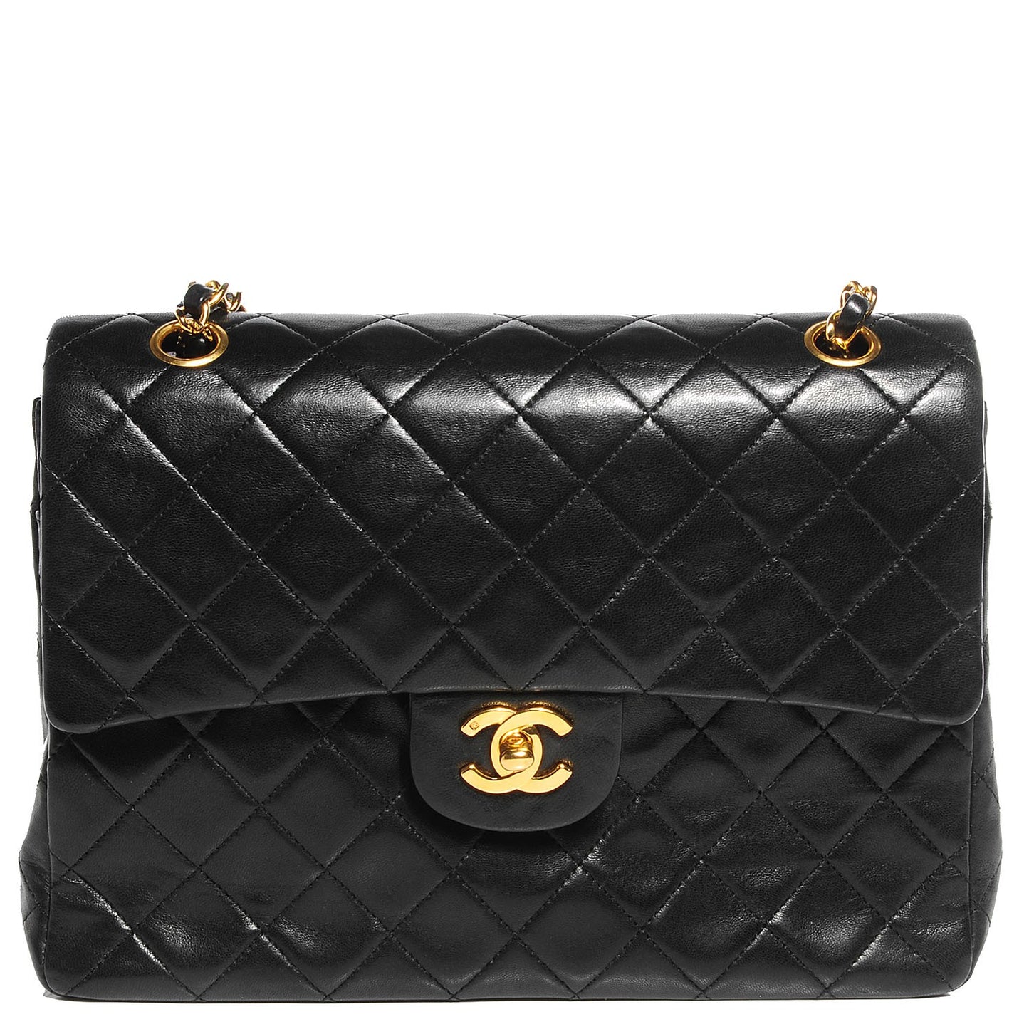 Lambskin Medium Double Flap Black