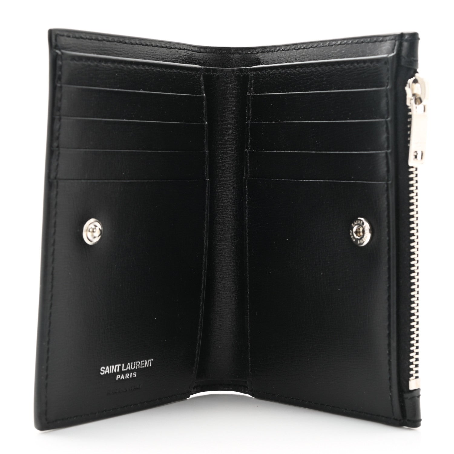 Saint Laurent Calfskin Monogram Bi Fold Zipped Wallet Black 5 of 7