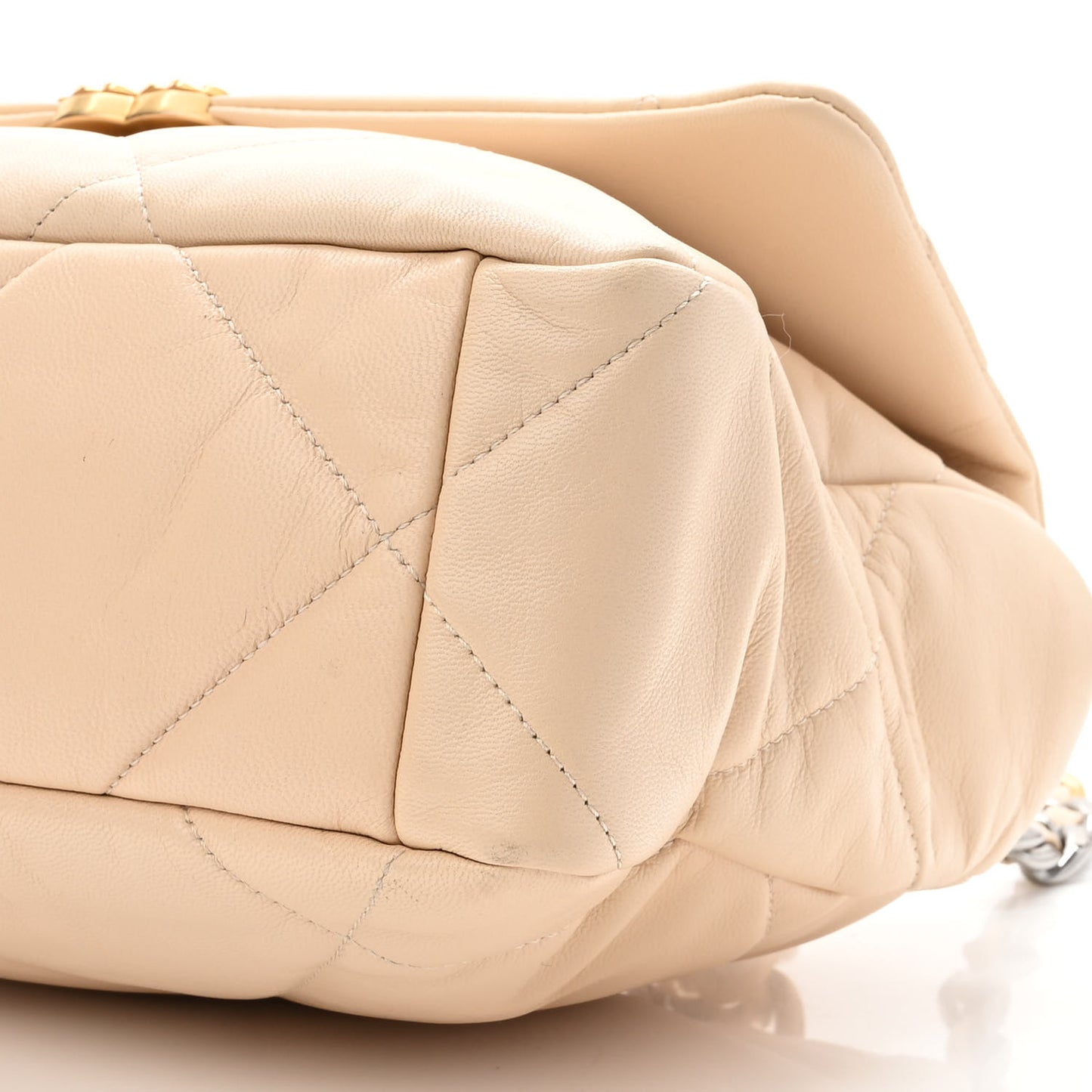 Lambskin Quilted Large Chanel 19 Flap Beige