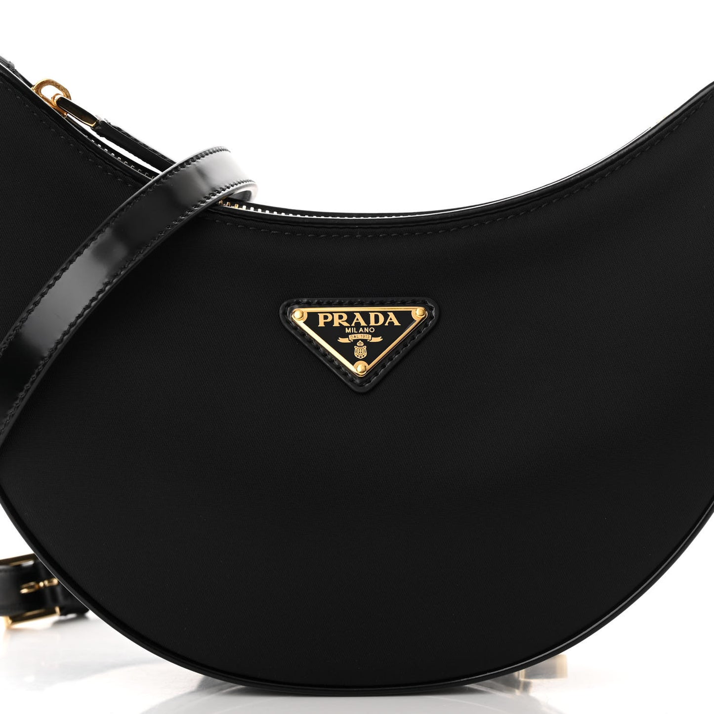 Re-Nylon Spazzolato Small Arque Shoulder Bag Black