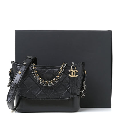 Chanel Aged Calfskin Quilted Small Gabrielle Hobo Black 16 of 18
