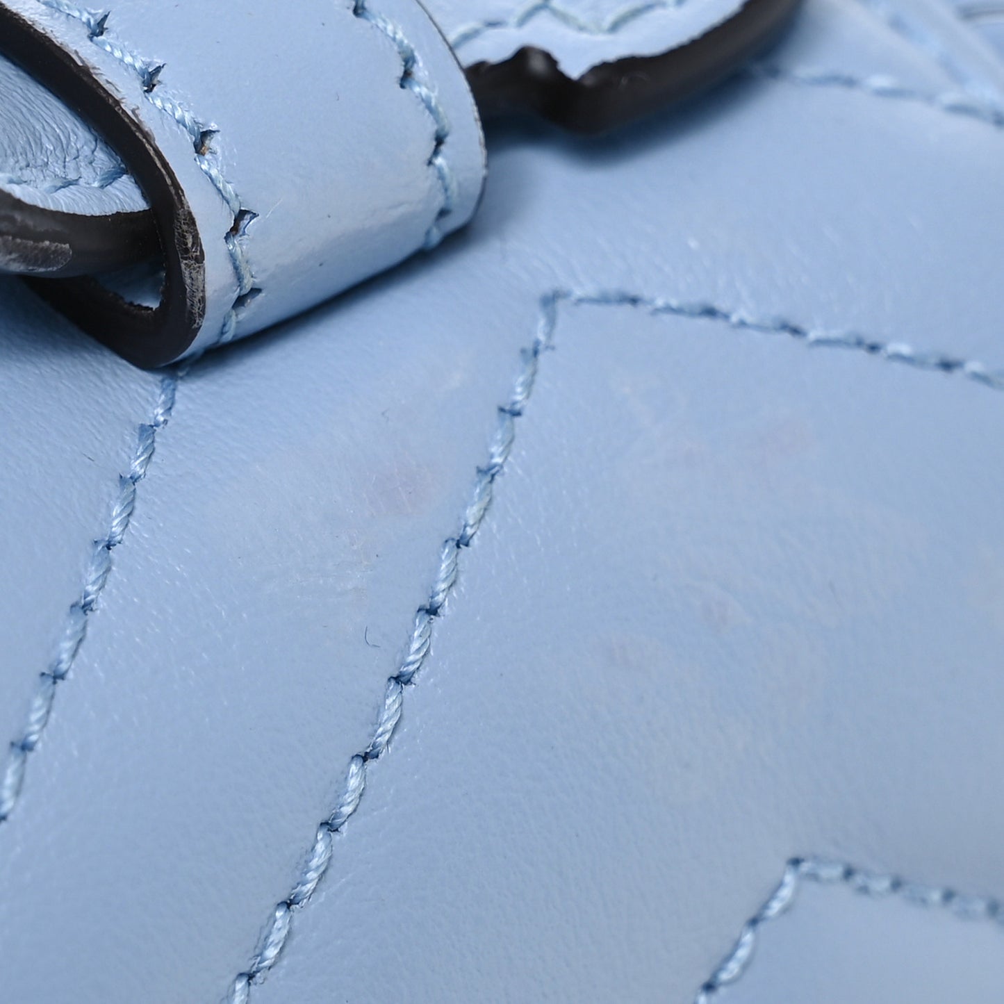 Calfskin Matelasse Mini GG Marmont Top Handle Shoulder Bag Porcelain Light Blue