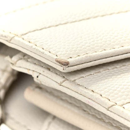 Saint Laurent Grain De Poudre Matelasse Chevron Monogram Chain Wallet Icy White 17 of 19