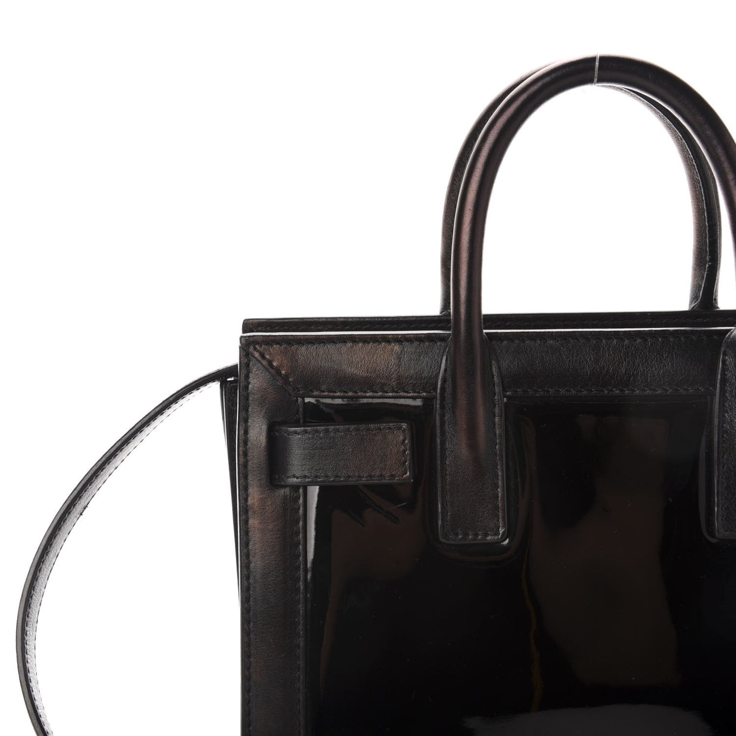 Patent Calfskin Nano Sac de Jour Black