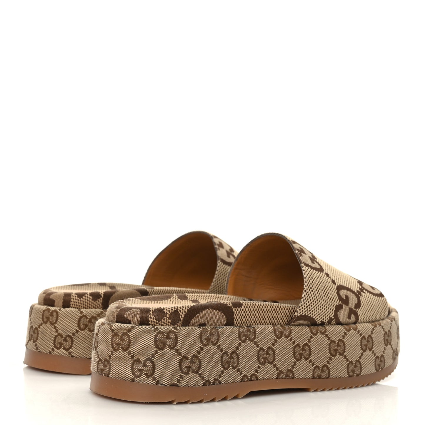 Monogram Maxi GG Angelina Platform 55mm Slide Sandals 39.5 Camel Ebony