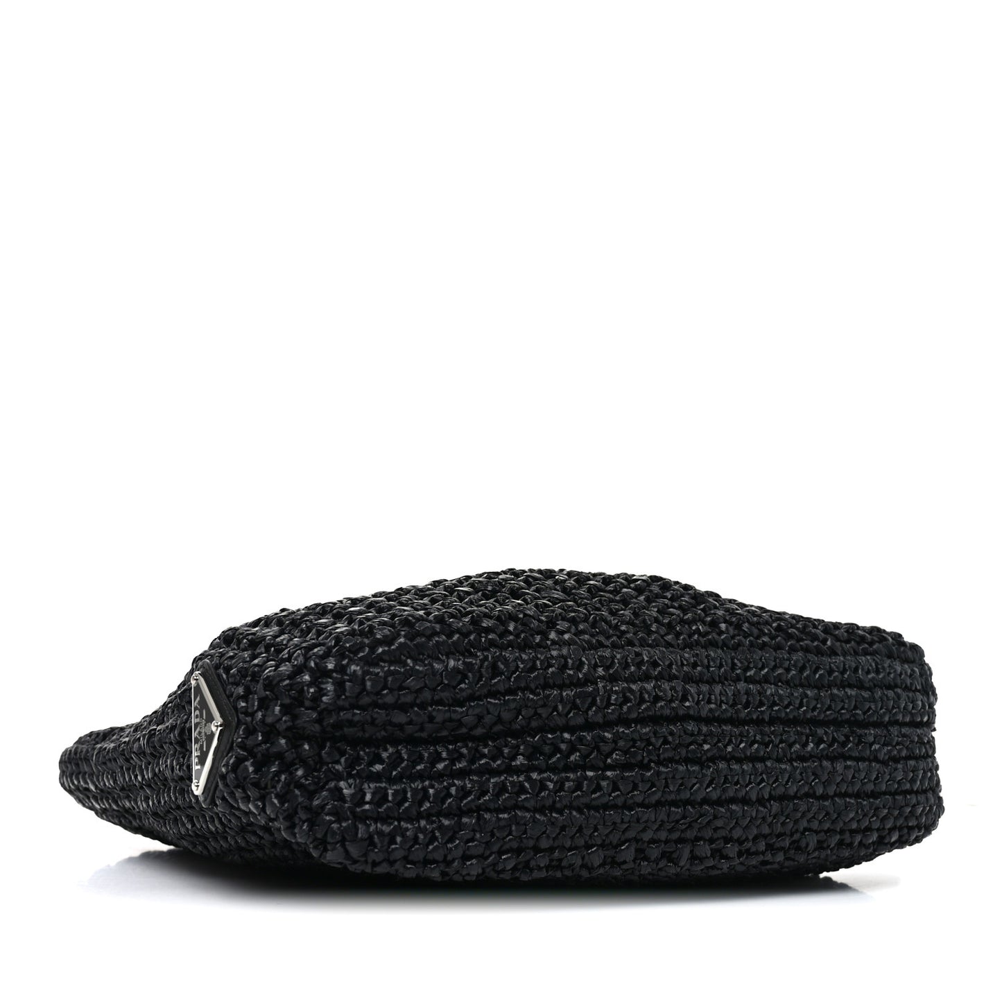 Yarn Raffia Effect Crochet Small Logo Tote Black