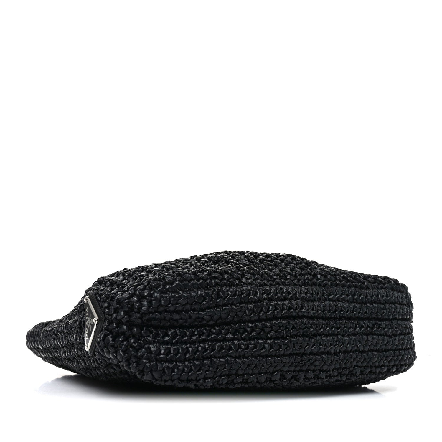 Prada Yarn Raffia Effect Crochet Small Logo Tote Black 4 of 9