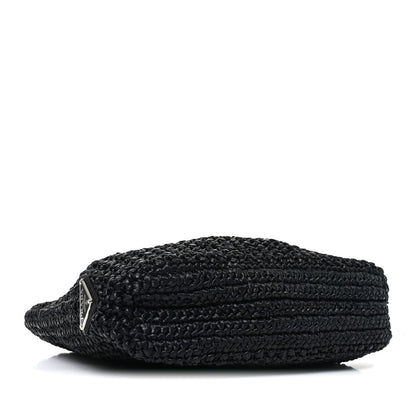 Prada Yarn Raffia Effect Crochet Small Logo Tote Black 4 of 9