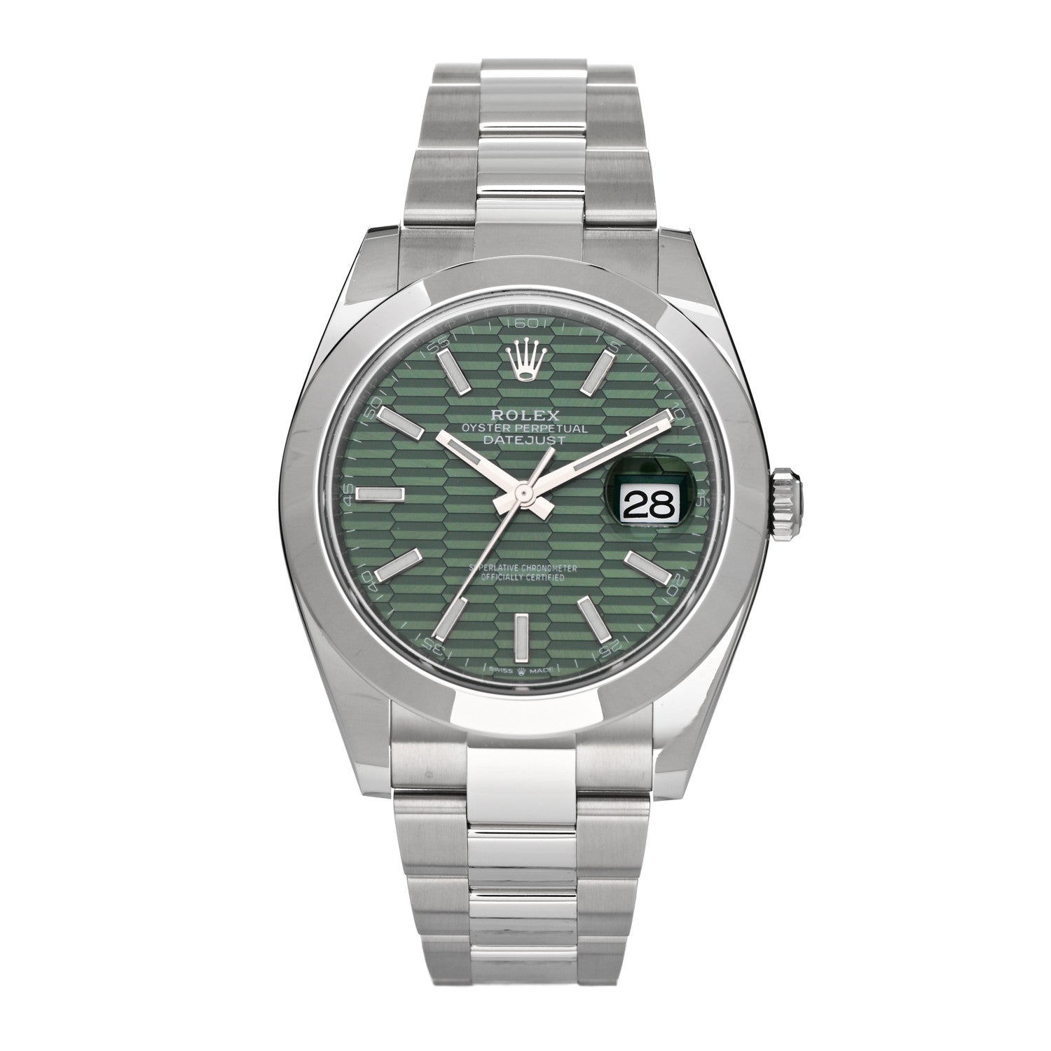 Rolex Stainless Steel 41mm Oyster Perpetual Datejust Watch Mint Green Fluted 1 of 5