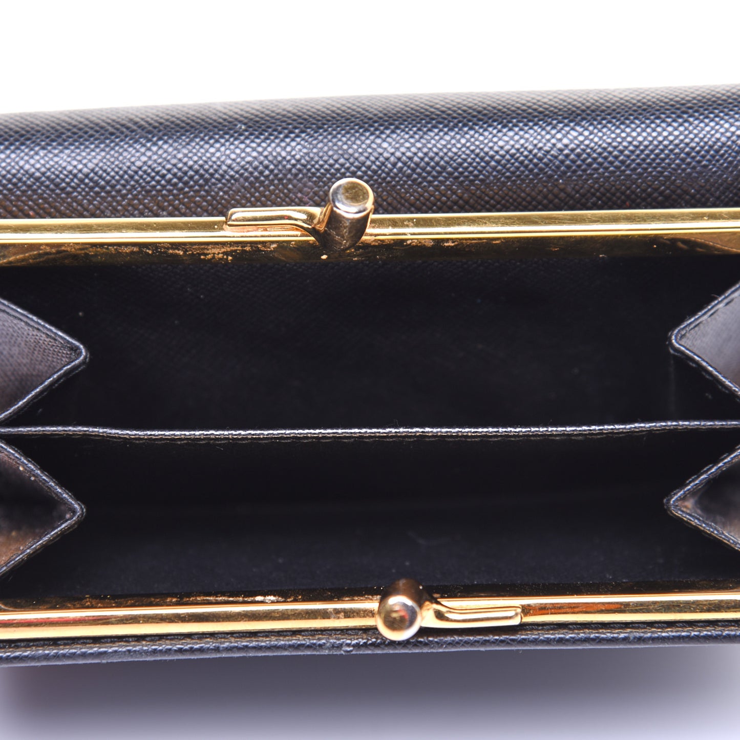 Saffiano Metal Flap Compact Wallet Black